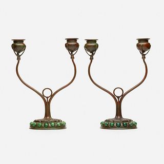 Tiffany Studios, Blown-out candlesticks, pair