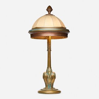 In the manner of Oscar Bach, Large table lamp with birds