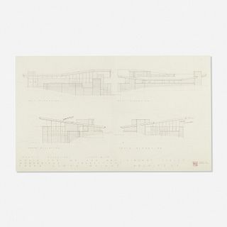 Frank Lloyd Wright, Presentation drawing for the Vincent Scully House, Woodbridge, CT