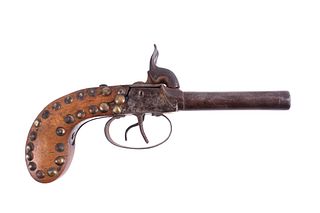 Indian Tacked ca. 1840's Double Barrel Pistol