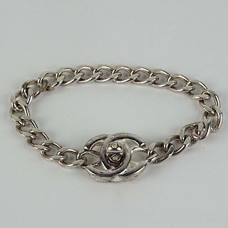 Lady's Chanel Bracelet with Logo and faux Diamond Clasp.