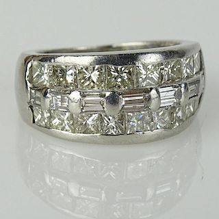 Lady's Approx. 2.0 Carat Square and Baguette Cut Diamond and Platinum Ring.