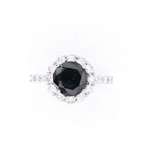 Natural Black & White Tuxedo Diamond 4.36ct Ring