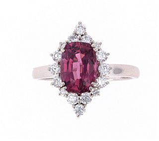Purplish-Pink Spinel 2.25ct & VS1 Diamond Ring