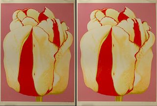 Lowell Nesbitt, American (1933-1993) Pair of 2 color screenprints "Tulip".