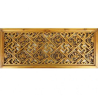 19th C Chinese Carved Softwood Decorative Panel.