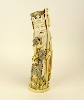 Chinese Carved Ivory Lohan Figure. Signed to base.