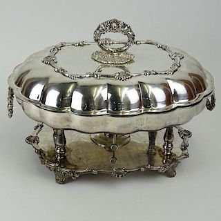 Large Fancy Silverplate Covered Chafing Dish.