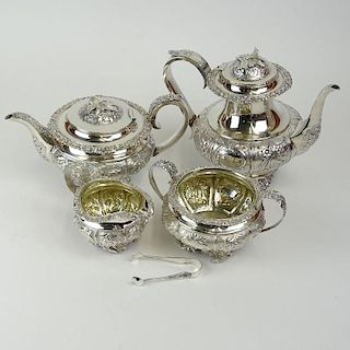 English Georgian Four (4) Piece Assembled Sterling Silver Coffee Set.