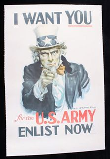 Uncle Sam World War I Linen Back Poster