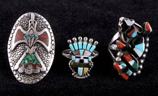 Zuni Inlaid Multi-Stone Sterling Ring Collection