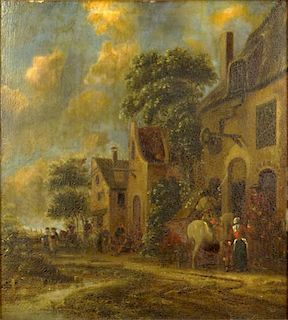 Attributed to: Jan Miense Molenaer, Dutch (CIRCA 1610-1668) Oil on Panel "The Wayside Inn"