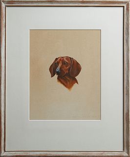 Newton Howard (1912-1984, New Orleans), "Brandy," 1948, watercolor on paper, titled left center, signed and dated lower right, presented in a distress