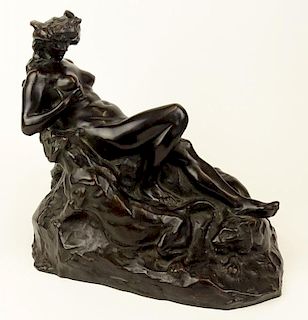 Early 20th Century Art Nouveau European Bronze "Nudes With Lions"