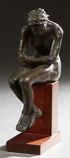 Thomas Bruno (1960-, New Orleans), "Seated Female Nude," 2000, patinated bronze, 5/10, signed, dated and numbered on subject's right leg, seated on a 