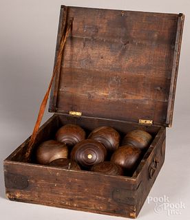 Early lawn bowling or bocce set