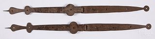 Pair of wrought iron strap hinges