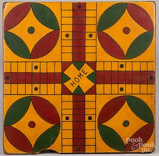 Painted parcheesi gameboard