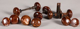 Group of Bennington and agate glaze door knobs