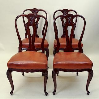 Set of 4 Early to Mid 20th C Queen Anne Style Chairs.