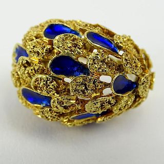 Lady's Vintage 18 Karat Yellow Gold and Enamel Ring.
