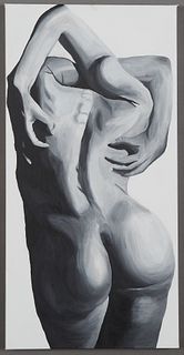 Casey Ancar (1995-, New Orleans), "Body Form," 2019, acrylic on canvas, signed on lower right side, unframed, H.- 30 in., W.- 15 in., NOTE: Casey Anca