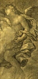 17th Century Florentine School Old Master Drawing. Charcoal on paper "Study of an Angel".