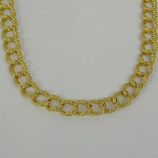 Fine 18 Karat Yellow Florentine Gold Lady's Necklace with Safety Lock.