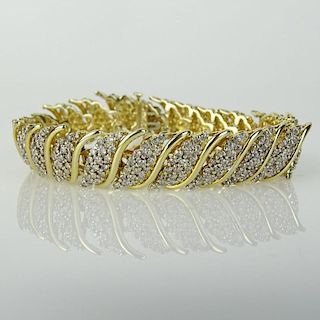Lady's Approx. 8.80 Carat Single Cut Diamond and 10 Karat Yellow Gold Bracelet.