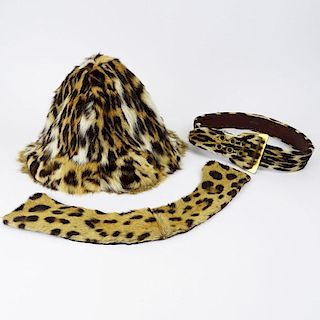 Collection of Three (3) Vintage Leopard Skin Accessories.