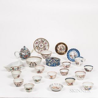 Twenty-two Export Enameled Porcelain Items