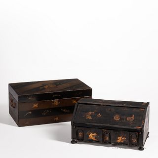 Two Export Portable Lacquer Writing Cases