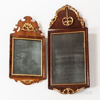 Two Walnut Veneer and Parcel-gilt Mirrors