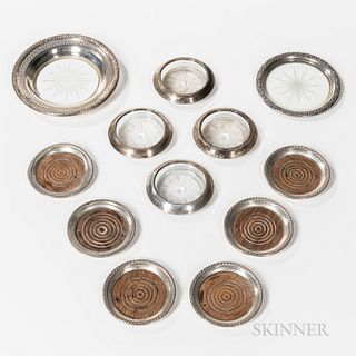 Twelve American Silver Rimmed Tableware