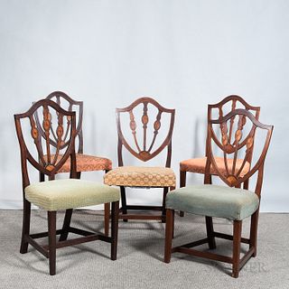 Assembled Set of Five Federal Shield-back Side Chairs