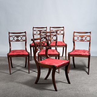 Set of Six Classical-style Carved Mahogany "Grecian" Side Chairs