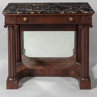 Classical Carved Mahogany Marble-top Pier Table