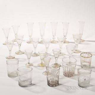 Twenty-four Pieces of Colorless Glassware