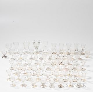 Approximately Sixty-three Pieces of Colorless Glassware