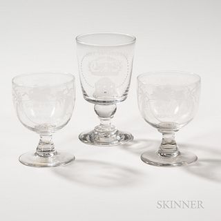 Three Clear Glass "Repeal" Commemorative Goblets