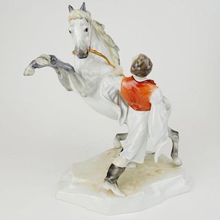 Herend Porcelain Figurine "Man Taming Horse"