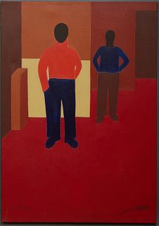 Loulyn Carstater (1941-1998, New Orleans), "Alter Ego," 1973, oil on canvas, unsigned, titled and dated verso, unframed, H.- 48 in., W.- 36 in. Proven