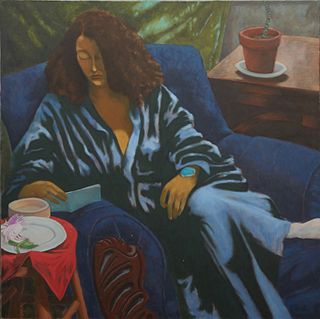 John Stennett (1948-, New Orleans), "Andrea," 20th c., oil on canvas, unsigned, unframed, H.- 50 in., W.- 50 in. Provenance: from the Estate of John C