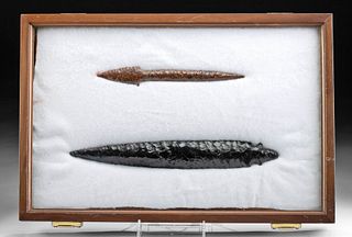 Fine Colima Obsidian Spear Blades - Black, Mahogany