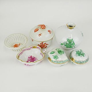 Six (6) Piece Herend Porcelain Table Top Accessories.