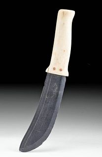 20th C. Inuit Slate Knife w/ Antler Handle