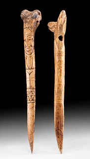 Lot of 2 Early 20th c. Papua New Guinea Bone Daggers