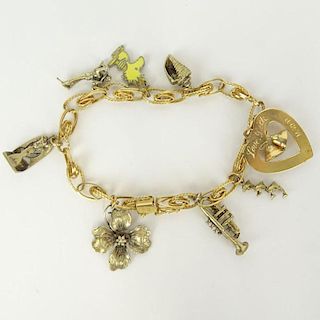 Vintage 14 Karat Yellow Gold Charm Bracelet.