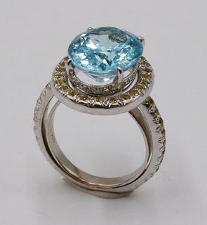 Laura Munder 18k White Gold Blue Topaz Ring