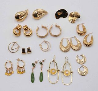 Ten Pair Unmarked 14K Yellow Gold Earrings